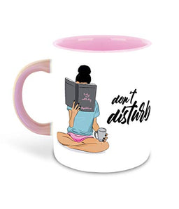 Whats Your Kick - Don’t Disturb Book Reading Inspired Designer Printed Pink Ceramic Coffee |Tea |Milk | Coffee Mug (Gift | Book |Reading|Study |Hobby (Multi 4) - Home Decor Lo