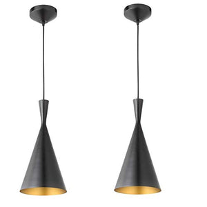 DarkVision E26/E27 Metal 3-Lights Single Head Vintage Cone Shaped Hanging Pendant Ceiling Light (Black) [Bulb Not Included] - Home Decor Lo