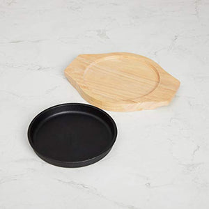 Home Centre Truffles-Hazel Sizzler Plate with Wooden Base - Black - Home Decor Lo