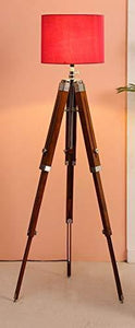 Beverly studio 12" Red Drum Wooden 3 fold Tripod Floor lamp - Home Decor Lo
