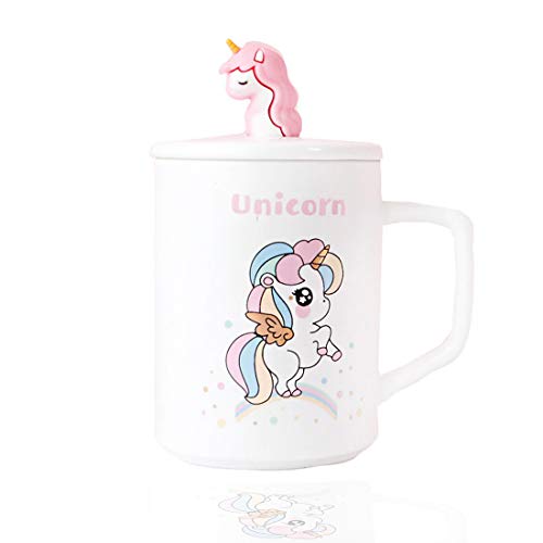 Zesta Cute 3D Ceramic Unicorn Coffee and Tea Cup/Mug with Lid and Spoon - Home Decor Lo