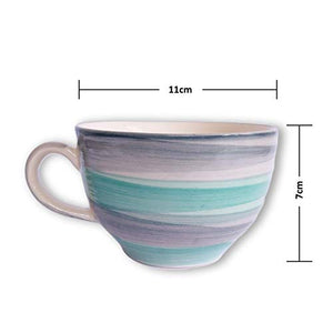 Era India Ocean Ceramic Mugs for Coffee, Tea, Milk 330ml - Tableware, Ideal Drinking Cups for Gifts, Microwave Safe, Dishwasher Safe (Grey & Cyan) (4) - Home Decor Lo