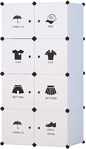 Lukzer Waterproof 8 Cube Storage Rack Multi-Purpose Wardrobe DIY Closet for Clothes Toys Shoes Bedroom Organizer Kids Room Décor 140 x 70 x 35 cm (White) - Home Decor Lo