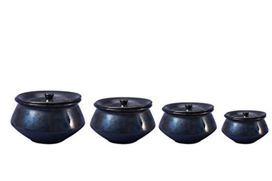 Caffeine Ceramic/Stoneware Serving Haandi Casserole (Black) - Set of 4 - Home Decor Lo