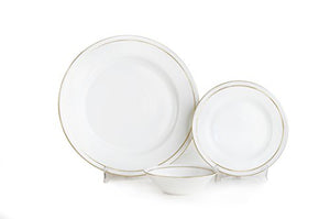 Clay Craft Mona Goldline Bone China Dinner Set, 18-Pieces, White - Home Decor Lo