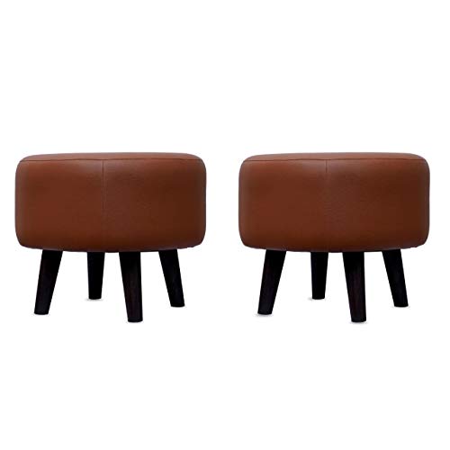 Nestroots Stool with for Living Room Sitting Ottoman upholstered Foam Cushioned pouffe Puffy for Foot Rest Home Furniture with 4 Wooden Legs leatherite (14