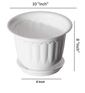 Gardens Need Jasmine Pot with Bottom Tray Set (10-inch, White, 3-Pieces) - Home Decor Lo
