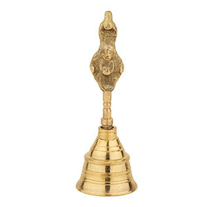 ROLIMOLI Brass Kuber Diya, Bell, Roli, Kumkum, Katori, Glass, Agarbatti Stand, Spoon and Thali (Gold) - Home Decor Lo