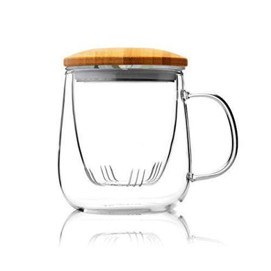 Te.Cha Tea Infuser Cup - 410ML - Glass Tea Cup/Pot with Lid and Unique Glass & Stainless Steel Infuser Basket - Perfect Tea Mug for Office and Home Uses for Loose Leaf Tea Steeping (Clear) - Home Decor Lo