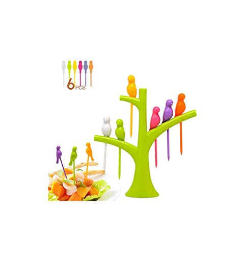 Kitchen4u Designer Bird Fruit Plastic Fork, 7-Piece, Colour May Vary Colour - Home Decor Lo