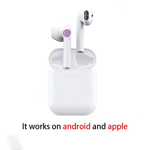 E SMILE i12 5.0 TWS Earphone with Portable 300 mAh Charging Case True Wireless Earbuds with Sensor, Waterproof Bluetooth v5.0 Noise Cancellation Headset for Sports, Gyming, Calling (High Gloss White) - Home Decor Lo