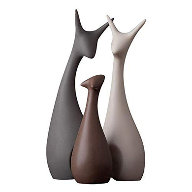 Xtore® Home Decor Lucky Deer Family Matte Finish Ceramic Figures- (Set of 3)