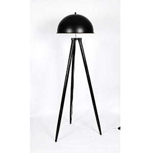 Craftter Black Color 18 inch Dia Metal Shade and Dark Wooden Tripod Floor Lamp Decorative Night Standing Lamp - Home Decor Lo