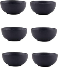 Load image into Gallery viewer, Dining Serving Katori Bowl Ceramic/Stoneware Handmade Black Matte Style in Black Color by VolCraft-Set of 6 - Home Decor Lo