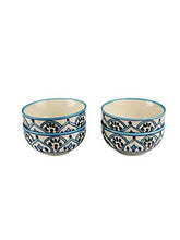 Load image into Gallery viewer, VarEesha The Royal Crown Blue Ceramic Veg Bowls/Katori Set of Four - Microwave Safe Stoneware - Home Decor Lo