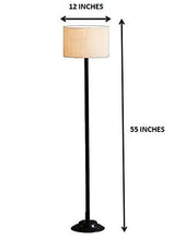 Load image into Gallery viewer, Contemporary Wrought Iron Floor Drum Lamp With Shade: Beige - Home Decor Lo