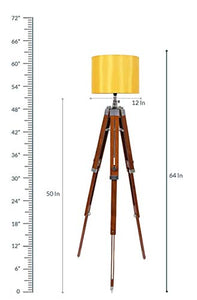 BEVERLY STUDIO Wood Tripod Floor Lamp, Yellow - Home Decor Lo