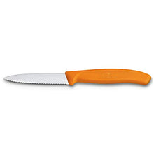 Load image into Gallery viewer, Victorinox Kitchen Knife, Stainless Steel Swiss Made Vegetable Cutting and Chopping Knife, Serrated Edge, 8 cm, Orange - Home Decor Lo