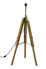 Load image into Gallery viewer, Wood Tripod Floor Lamp with Shade and Wiring and Bulb, Teak Wood - Home Decor Lo