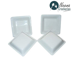 Neena Crockeries Acrylic Square Shape Chutney Katori Sauce Miniature Bowl - Unbreakable Foodgrade Material - Set of 4pc - Home Decor Lo
