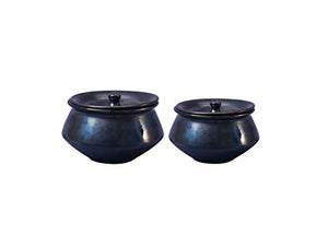 Caffeine Ceramic/Stoneware Serving Haandi Casserole (Black) - Set of 4 - Home Decor Lo