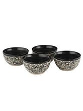 Load image into Gallery viewer, VarEesha Kalamkari Black &amp; White Ceramic Veg Bowls/Katoris Set of Four - Home Decor Lo