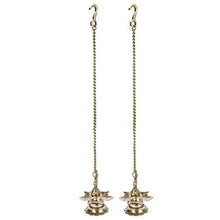Load image into Gallery viewer, CRAFTHUT Traditional Peacock Brass Hanging Diya with 16 Inch Chain | Deepak | Oil Lamp | Home Decor | Spritiual Gift - Pack of 2 - Home Decor Lo
