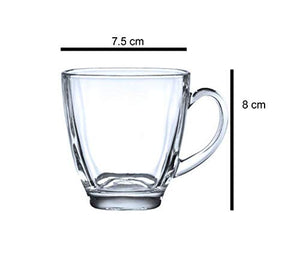 JK Roxx® Presenting Glass Material Tea Cup or Coffee Cup for Kitchen and Office use (190 ml) (Transparent)(Set of 6) - Home Decor Lo