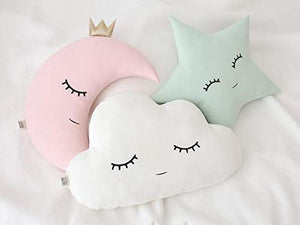 The Purple Tree Cute Velvet Cloud Moon Star Crib Cushion Set for Babies (Pink) - 3 Pieces - Home Decor Lo
