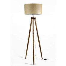 Load image into Gallery viewer, Craftter New Light Brown Matka Silk Textured Fabric Shade Wooden Tripod Floor Lamps for Living &amp; Bed Room Home and Office Stylish Floor Decoration and Standing Lamp with Elegant Shades - Home Decor Lo