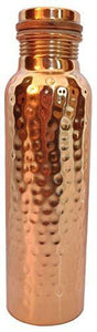 Anchgorh Hammered Copper Bottles for Water, Copper Water Bottle, Ayurvedic Copper Bottle 950 ML, Set of 1, Rose Gold - Home Decor Lo