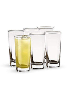 ZUKOVI Set of 6 Plaza Tumbler Water and Juice Square Shape Glass Set - 315 ML - Home Decor Lo