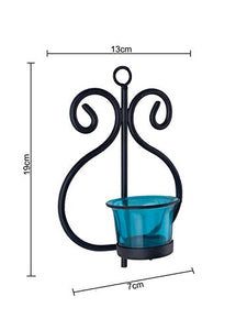 Decorative Blue Glass Cup Tealight Candle Holder