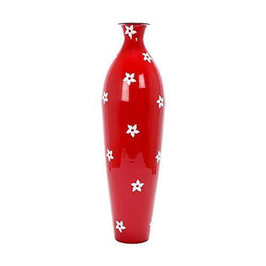 Alnico Decor Metal Flower Vase (Red_26X7 Inch) - Home Decor Lo