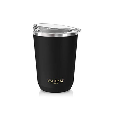 VAHDAM Ardour Tea Tumbler or Black Mug for Coffee (350 ml) - Reusable Flask for Tea & Coffee | FDA Approved 18/8 Stainless Steel | Carry Hot & Cold Beverage - Home Decor Lo