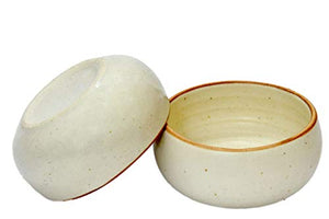 Crock Comforts Handmade & Handcrafted Ceramic Stoneware Cream White Desert /Chutney Bowl (3 inch Diameter) Set of 2 - Home Decor Lo