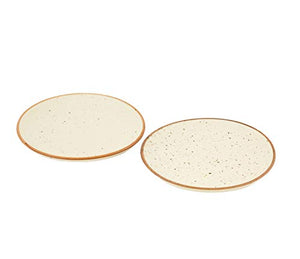 Freakway Handmade & Handcrafted Ceramic Stoneware Cream White Plate(10 inch Diameter) Set of 2 - Home Decor Lo