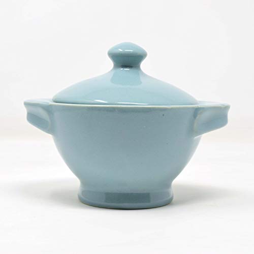 The Himalayan Goods Company Natural Stoneware Ceramic Pot or Casserole or Donga or Handi with Handles 300 ml (Sea Green) - Home Decor Lo
