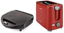 Load image into Gallery viewer, Cello Super Club Toast-N-Grill Plus Sandwich Maker, 750W and Quick 2Slice Pop Up 300 Toaster (Red) - Home Decor Lo