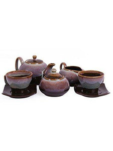 VarEesha Stoneware Tea Pot with Cups Morning Set, Brown - Home Decor Lo