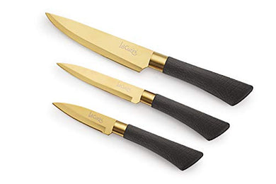 Lacuzini Royal Stainless Steel Gold Finish 3Pcs Knife Set (Gold) - Home Decor Lo