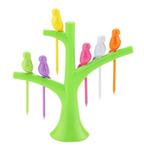 Infinite WIZ Plastic Fruit Fork Set with Stand, 6-Pieces, Multicolour - Home Decor Lo