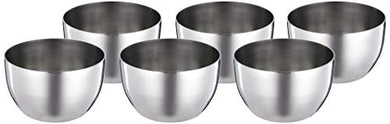 Amazon Brand - Solimo Sparkle Stainless Steel Bowl/Wati Set (6 pieces, 8cm dia) - Home Decor Lo
