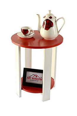 Art window Wooden Coffee Table | Cocktail Table | Center Table/End Table for Living Room, Bedroom (Medium, White and Orange) - Home Decor Lo