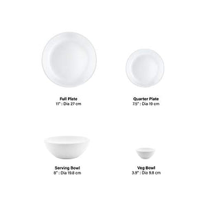 Larah By Borosil Orbit Series Opalware Dinner Set, 19 Pcs, White - Home Decor Lo