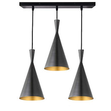 Load image into Gallery viewer, DarkVision E26/E27 Metal 3-Lights Single Head Vintage Cone Shaped Hanging Pendant Ceiling Light (Black) [Bulb Not Included] - Home Decor Lo