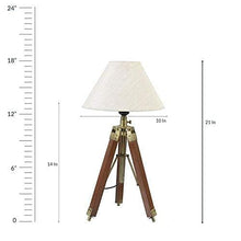 Load image into Gallery viewer, Earth Instruments Wooden Table Lamp (Tripod) with Cream Conical Shade Wire and Bulb Included Home Decorative Decorative Floor Lamps for Living Room Corner Home Decoration Bedroom - Home Decor Lo