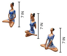 Load image into Gallery viewer, Set of 3 Yoga Posture Lady Statue Figurine for Home Decor Items | Statue for Gift | Handicraft Items in Showpieces &amp; Figurines | Decorative Items for Room in Racks &amp; Shelves-Green - Home Decor Lo