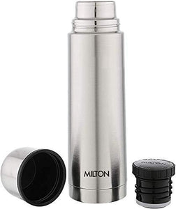 Milton Plain Lid 1000 Thermosteel 24 Hours Hot and Cold Water Bottle, 1000 ml, Silver - Home Decor Lo