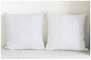 Cloth Fusion Microfiber Satin Striped Small Size Cushion Filler, (12x12) Inches, White- Pack of 5 - Home Decor Lo